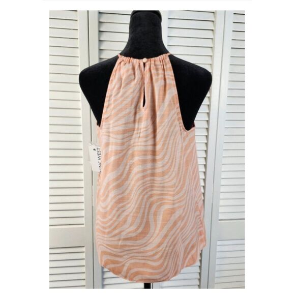 NWT Nine West Halter Top Blouse Blush Pink Flowy Keyhole Size S/XS - Picture 4 of 10